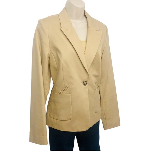 Jules & Leopold Jackets & Blazers - Jules & Leopold Tan Blazer Single Button Patch Pockets Normcore Office Attire